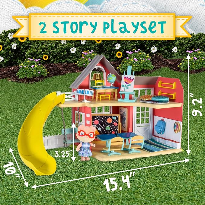 Honey Bee Acres Sunshine Meadow School Complete Set with Miniature Flocked Figure, 21 Pieces , Ages 3+