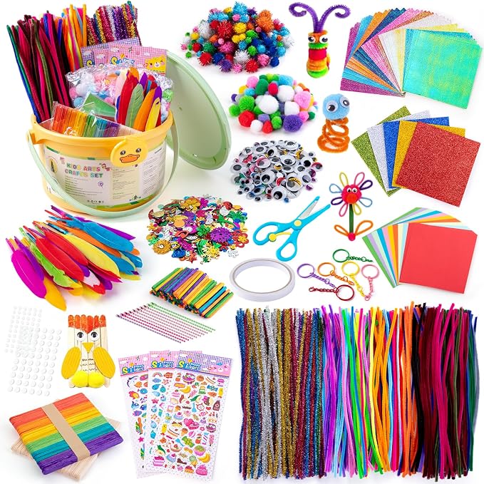 Sundaymot Kids Arts and Crafts Set 2000+ Piece DIY Craft Supplies Kit with Assorted Accessories for Boys & Girls Ages 6-12, School Classroom Projects, Gifts for Boys and Girls.