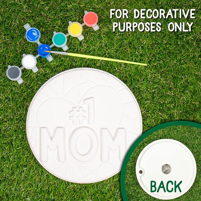 Creative Roots Paint Your Own #1 MOM Stepping Stone, Craft Kits for Kids, Ceramics to Paint, Ages 6+