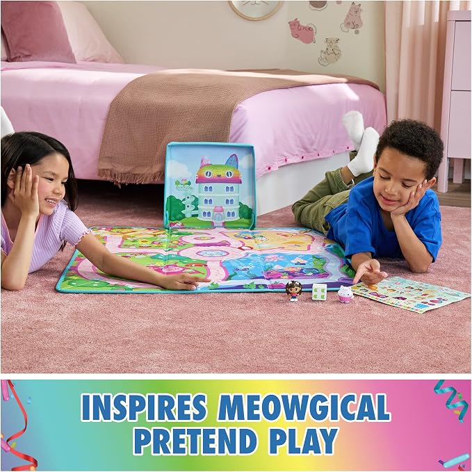 DreamWorks GABBY'S Dollhouse, Gabby Cat Playmat, with 2 Figures, Dollhouse Accessories & Board Game with Dice, Kids Toys for Girls & Boys Ages 3 and Up