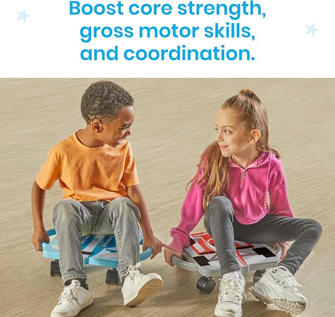 hand2mind Blue Plane Glider Scooter Board, Floor Scooter Board, Gross Motor Toys, Kids Exercise & Physical Education Equipment, Playground Toys, Indoor Active Play, Toddler Outdoor Activities