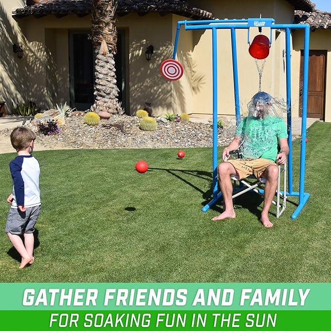 GoSports Splash Tower Water Dunk Game - Water Soaking Dunk Tank for Kids & Adults