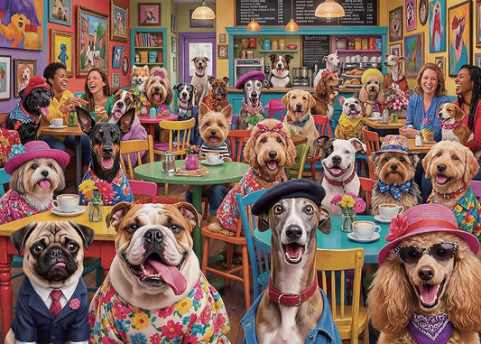 Nattork Jigsaw Puzzles 1000 Pieces for Adults, Families (Dog Coffee) Pieces Fit Together Perfectly