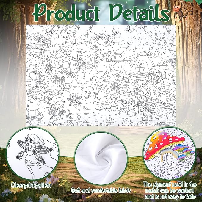 Mindsoft Coloring Pillowcase with 12 Pcs Markers Color Your Own Pillowcase Kit for Coloring Craft Decoration Supplies, 28.7 x 19.7 Inch (Mushroom Elf)