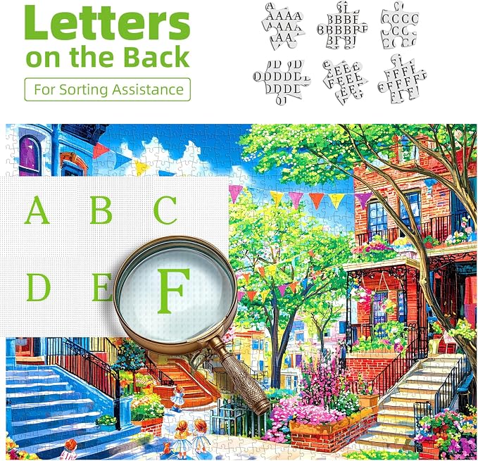 Jigsaw Puzzles for Adults 1000 Pieces City Street, Colorful Houses Streets Spring Puzzle for Adults, Gift for Adults Jigsaw Puzzles Lovers, 27.5 x 19.7 Inches