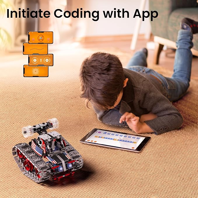 Sillbird Robot Building Kit with Remote Control Gifts for Kids Boys Ages 8-12, STEM Coding Robotic Tracked Racer Car Toys for Birthday - Build 4in1 Model with 631 Pieces