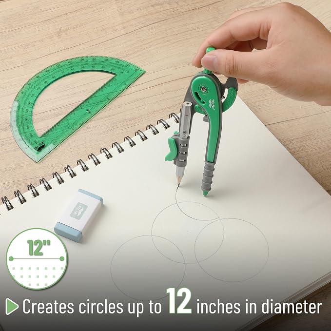 Mr. Pen- Geometry Compass and Protractor Set, 6 Inch Compass | 6 Inch Protractor, Drawing Tool for School, Clear Plastic, Easy Grip, Precision Design for Math, Art, Drafting, Architecture