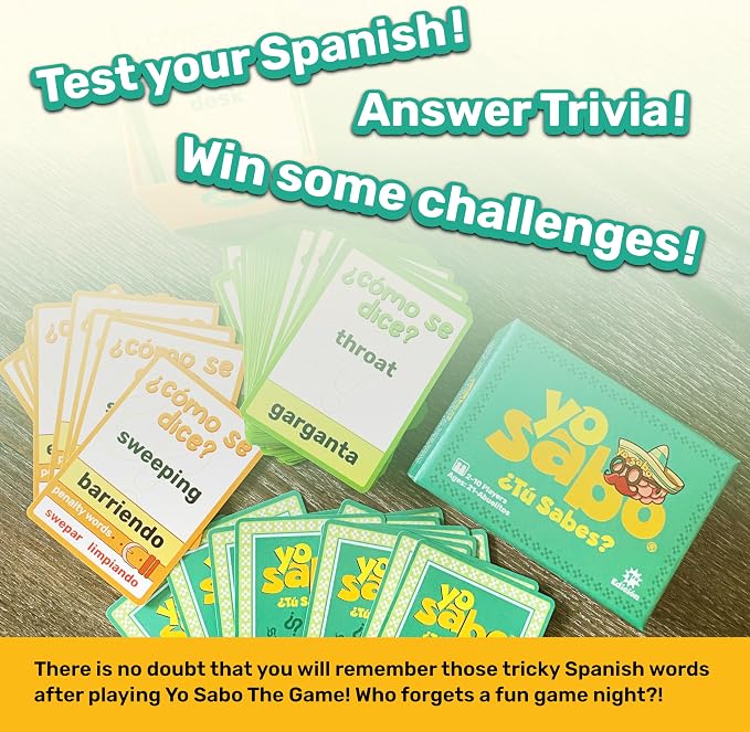 Yo Sabo: Edition 1 - The Original Bilingual Card Game - Learn Spanish with Cómo Se dice, Fun Trivia, & Challenge Cards - Family-Friendly - 160 Cards