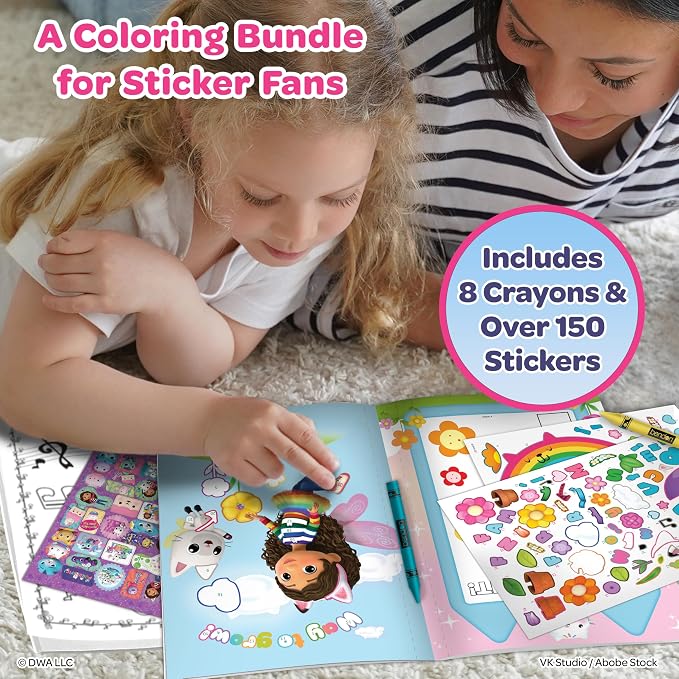 Gabby's Dollhouse Coloring Book Bundle - 4-Pack Activity Set with Coloring Books, Crayons, Stickers, Ages 3+