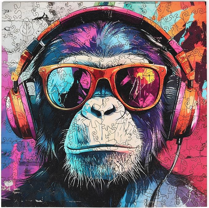 Ixfyloop Wooden Puzzles for Adults Wooden Jigsaw Puzzles for Adults Gorilla Wood Puzzles for Adults Wooden Modernist Style Adult Puzzles Birthday Gift, Pop Art Puzzle 200 Pieces 11x11.2 inch Inch
