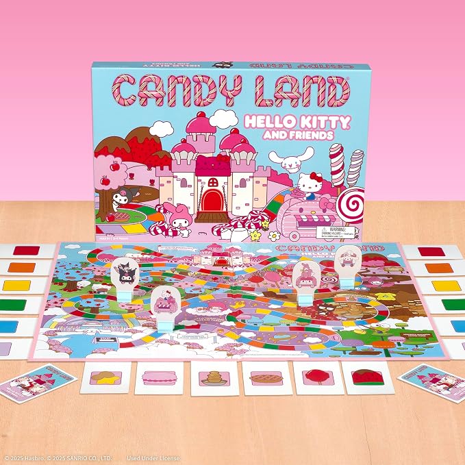 Candy Land: Hello Kitty & Friends Board Game, Play as Hello Kitty, My Melody, Cinnamoroll & Kuromi, Preschool & Family Board Game for Ages 5 +, 2-4 Players, Officially Licensed Sanrio Merchandise