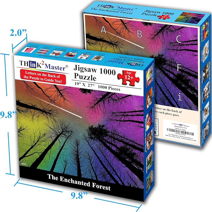 Think2Master Hard Impossible Challenging The Enchanted Forest 1000 Pieces Large Format Jigsaw Puzzle for Kids 13+, Teens, Adults & Families. Beautiful Vibrant Gradient Artwork Size: 26.8” X 18.9”
