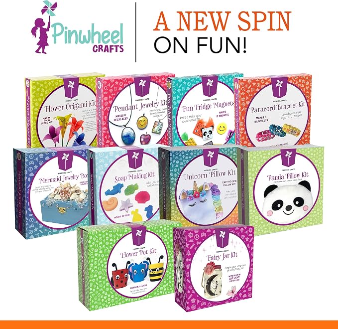 Pinwheel Crafts Paracord Bracelet Kit - DIY Kids Crafts, Paracord Bracelet w/Sturdy Buckle & Paracord 550 Cord - 8 Colorful Friendship Bracelets Gifts - Jewelry Making Kit for Girls 8-12 Years Old