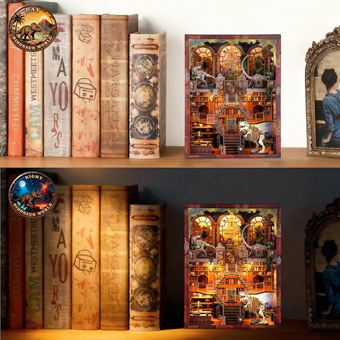 NookMaster Miniature Kit - DIY Miniature House Kit for Adults, Teens, Dollhouse Booknook Bookshelf Insert Decor with LED Light, 3D Wooden Puzzle Gifts for Family, Friends