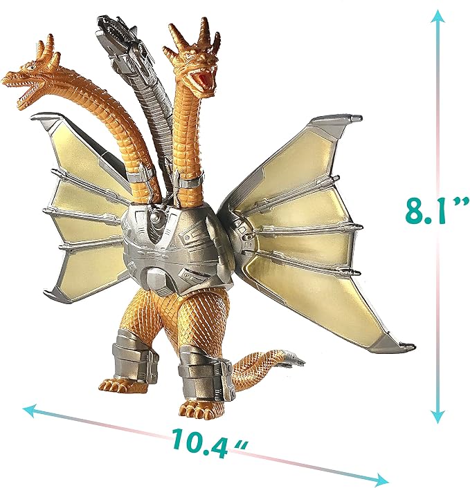 TwCare Set of 2 Mecha King Ghidorah vs 1954 65th Anniversary vs Heisei Era Classic Monster Toy, 2021 Movable Joints Action Movie Dragon Dinosaur Series Soft Vinyl, Carry Bag