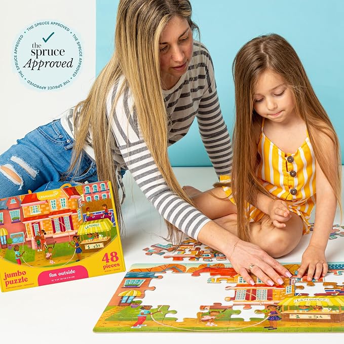Upbounders® Fun Outside 48-Piece Puzzle for Kids Ages 4 5 6 7 8 | Jumbo Jigsaw Puzzle with Large Pieces & Storage Box | Preschool Puzzle Featuring Black Brown Children at Play