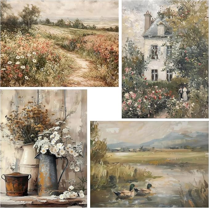 WUDWL 4 Pack Paint by Numbers Kit for Adults Kids, Adults Paint by Numbers Kits, Flowers and Plants DIY Acrylic Oil Painting Number Kits for Home Wall Decor Gifts 12x16 Inch