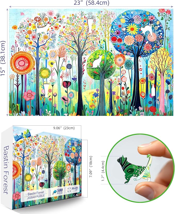 Spring Forest 500 Piece Puzzles for Adults, Fun Pretty Art Puzzles for Adults 500 Pieces with HD Print & Poster, 15" X 23" Dust Free Halloween Christmas Family Games