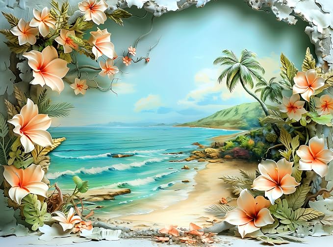 1000 Piece Jigsaw Puzzle for Adults - Tropical Flowers and Hawaii Beaches - Challenging Puzzle Perfect for Game Nights - 1000 Piece Puzzle for Adults. 20x27 inches