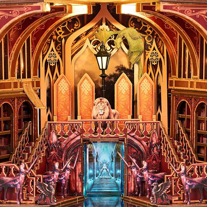 DIY Miniature Dollhouse Kit,3D Wooden Puzzles for Adults to Build, Birthday/Christmas Day Gift for Fantasy Fans,Magic Castle with LED Lights,Magic Wardrobe