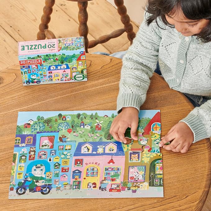 eeBoo 20 Piece Giant Floor Puzzle - Yumi's Village Children's Puzzle Community Themed, Large Pieces for Small Hands to Develop Motor Skills