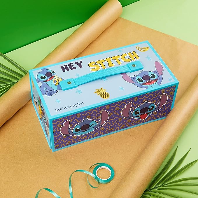 Disney Stitch Colored Pencils Art Supplies Kids School Supplies Set Stationery Girls Drawing Pencils Supplies Travel Case with Crayons Arts and Crafts for Kids 4-12 (Blue Stitch)