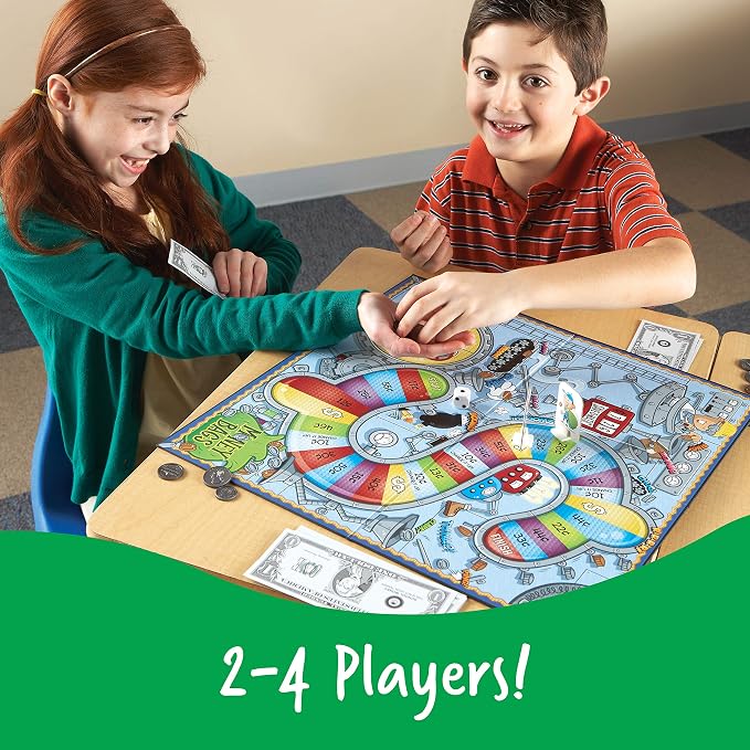 Learning Resources Money Bags Coin Value Game - Classroom Math Games, Financial Literacy for Kids, Play Coins for Kids, Counting Games, Money Board Game
