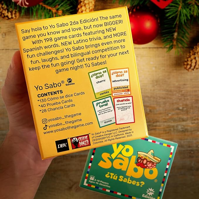 Yo Sabo: Edition 2 - Family Friendly Bilingual Card Game - More Cards, More Game Time - Learn Spanish with Cómo Se Dice, Trivia, & Hilarious Challenge Cards - 198 Cards