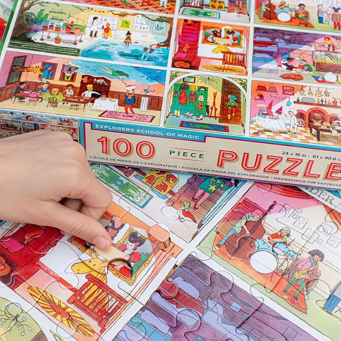 eeBoo 100 Piece Puzzle for Kids - Explorers School of Magic Children's Puzzle Wizard Themed, Large Pieces for Small Hands to Develop Motor Skills