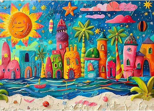 Sunny Beach Puzzles for Adults 1000 Piece, Jigsaw Puzzles for Adults, Adult Challenging Game Toys, Impossible Puzzle, Family Decoration Puzzle