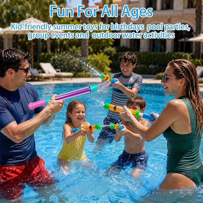 Water Gun Blasters for Kids & Adults: 18 Pack Bulk Water Squirter for Outdoor Swimming Pool Party, Backyard, Summer Beach, 12.6 Inch Water Shooter Toy Gift for Water Slide, Water Fighting Game