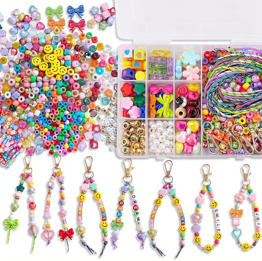 YOJO DIY Keychain Making Kit for Women & Girls, Personalized Jewelry Craft Supplies, Creative Arts and Crafts Set for Bag Charms, Phone Straps & Gifts (421Pcs)