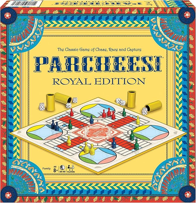 Parcheesi Royal Edition, with Charming Graphics, by Winning Moves Games USA | Classic Family Favorite, Fine Tokens and Dice Cups Included, 2-4 Players