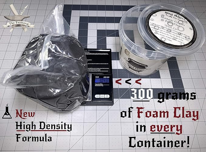 The Foamory Moldable Cosplay Foam Clay (300g Black) High Density Air Dry Clay, EVA Foam Sands Paints Easily, Non-Toxic and Safe for Crafts