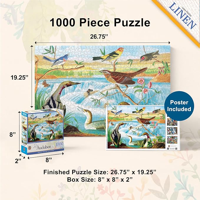 MasterPieces 1000 Piece Jigsaw Puzzle for Adults, Family, Or Youth - Harmony of Birds and Stream - 19.25"x26.75"