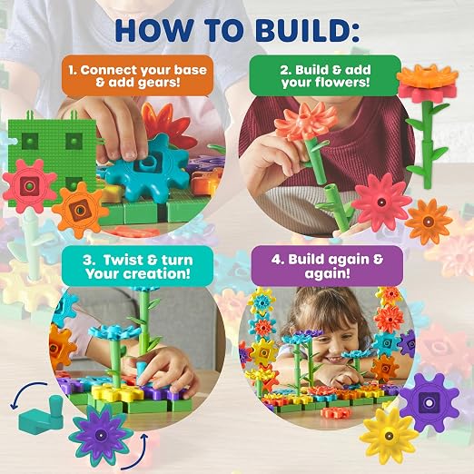 Learning Resources GardenGears Building Set - Hands-On Educational Construction & Engineering, Preschool STEM Building Sets, Toys for Kids, Montessori, Fine Motor Games, Gifts for Kids