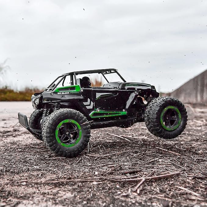BEZGAR TB142 Remote Control Car - 1:14 Scale RC Cars, 20 Km/h 2WD All-Terrains Electric Off-Road Vehicle Truck Crawler Toy with Two Rechargeable Batteries for Boys Kids and Adults