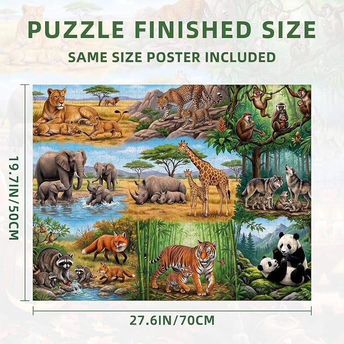 Nattork Jigsaw Puzzles 1000 Pieces for Adults, Families (Animal Family) Pieces Fit Together Perfectly