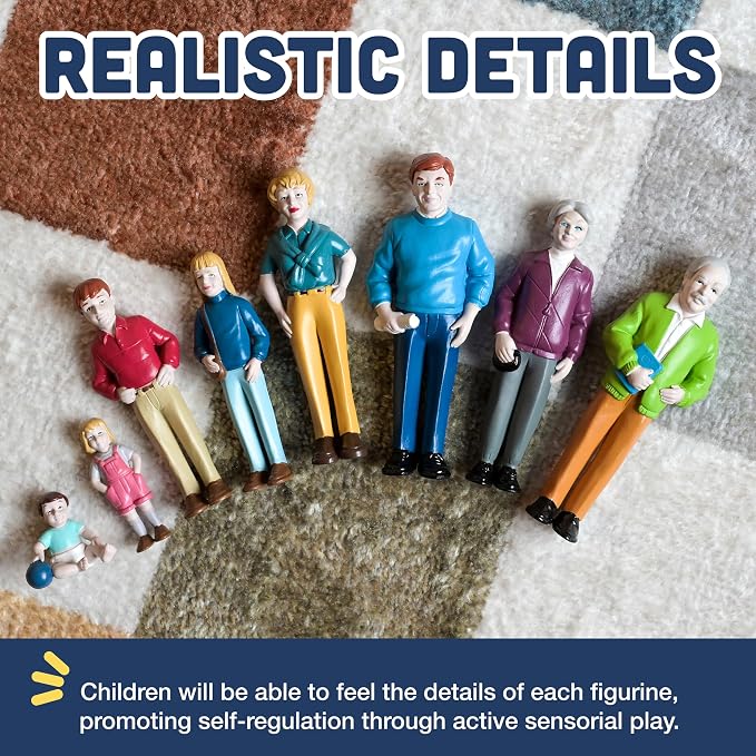Creative Minds Marvel Education Caucasian Family Toy Figure Set for Kids Ages 3+, Set of 8 Inclusive and Diverse Dollhouse Toy Figurines, Multicolor