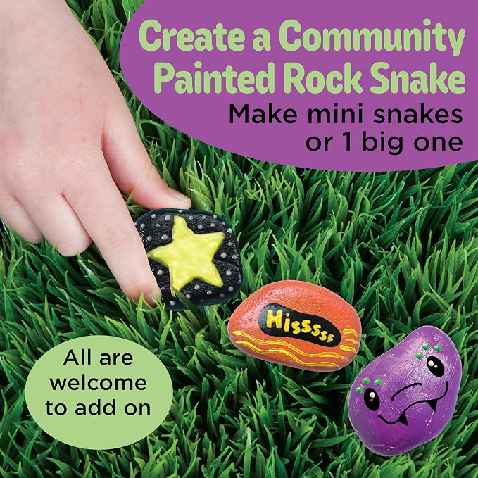 Creativity for Kids Rock Snake Bucket Kit Create 20 Smooth Stones into a Colorful Rock Snake Fun DIY Craft & Outdoor Art Activity for Kids (Ages 6+)