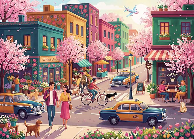 Nattork Jigsaw Puzzles 1000 Pieces for Adults, Families (Sakura Strasse) Pieces Fit Together Perfectly
