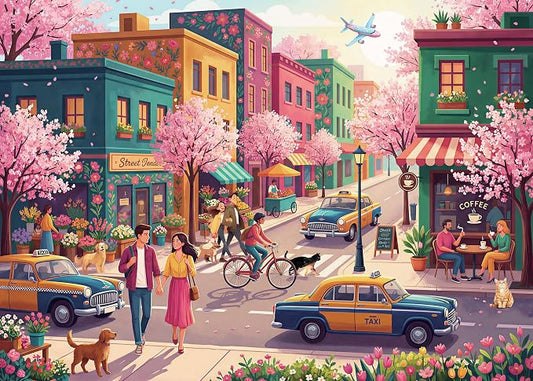 Nattork Jigsaw Puzzles 1000 Pieces for Adults, Families (Sakura Strasse) Pieces Fit Together Perfectly