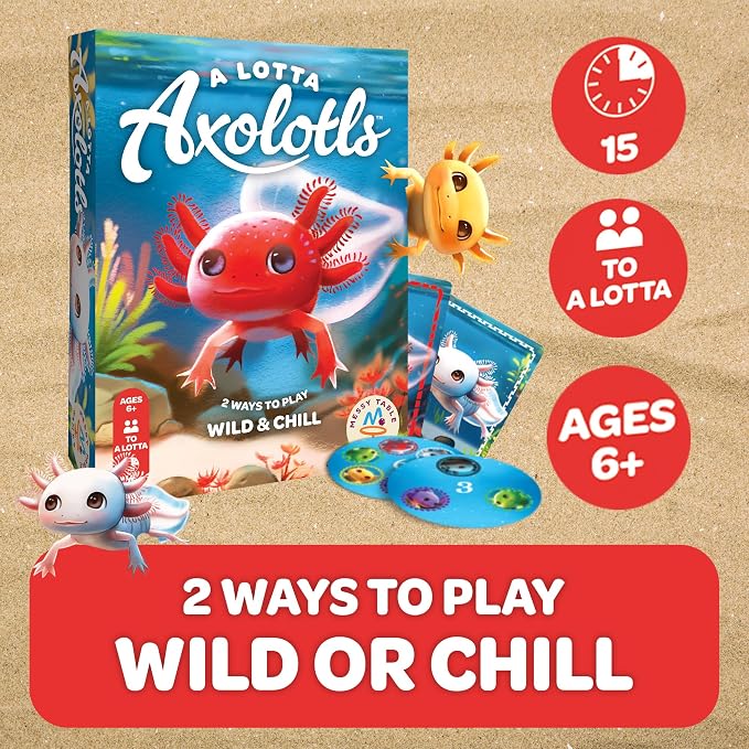 Messy Table Games A Lotta Axolotls Family Card Game | Party entertainment for kids and adults, easy-to-learn strategic play, tabletop fun set collection game
