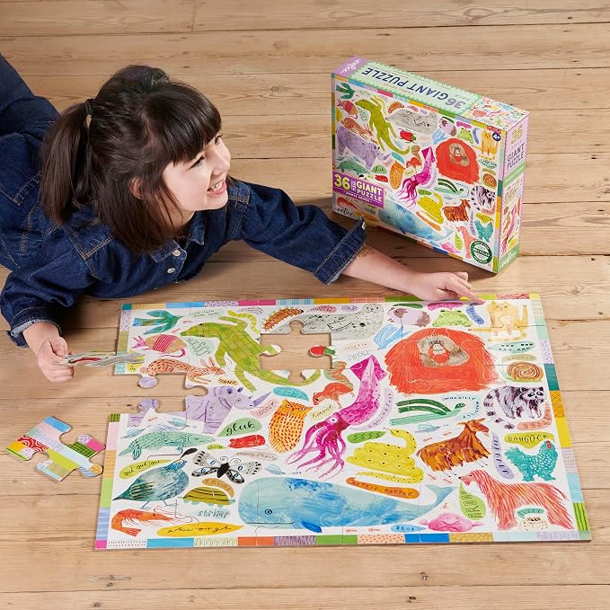 eeBoo 36 Piece Giant Floor Puzzle - Animal Voices Children's Puzzle Animal Sounds Themed, Large Pieces for Small Hands to Develop Motor Skills