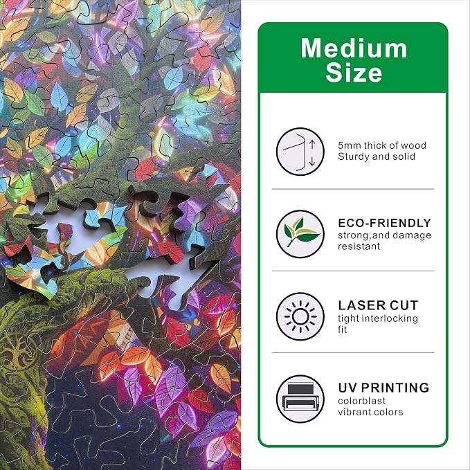 Hartmaze Tree of Life Wooden Puzzle, 178 Intricate Irregular Pieces, 11.2x11.2 Inch, Exquisite Wooden Gift Box – Symbolic Nature Art Jigsaw for Adults & Kids 8+