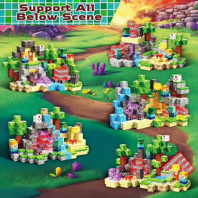 200 PCS Magnetic Blocks with Light Up Blocks - Magnetic Building Blocks, Magnetic Construction Cube Toys, STEM Sensory Learning Toys, Easter Christmas Birthday Gifts for Toddlers Boys and Girls Age 3+