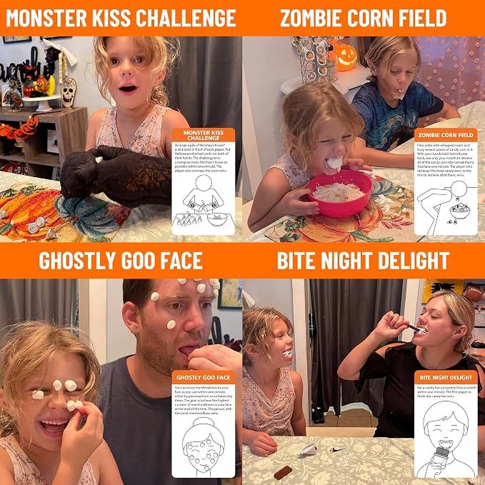 Funwares Halloween Spooky Edition, 100 Minute of Fun Games - Minute to Win It Family Party & Travel for Kids & Adults, 2-12 Players! Play with Everyday Household Items.