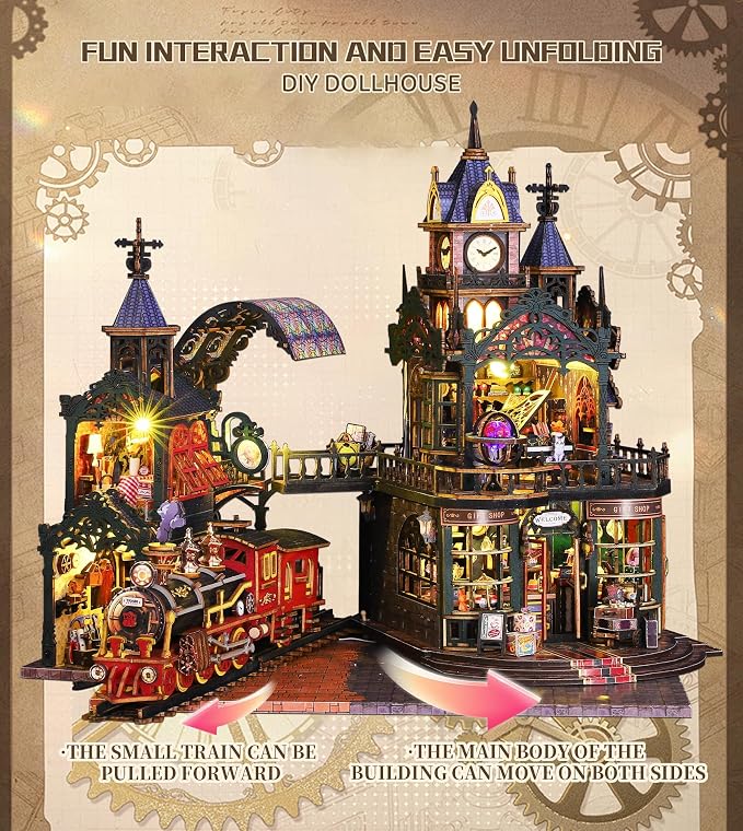 Spilay DIY Miniature House Kit for Adults, Miniature Dollhouse Kit | With Music Box & Dust Cover, Wooden Craft Building Set for Bookshelf Decor, Home Display & Creative Gifts for DIY Lovers