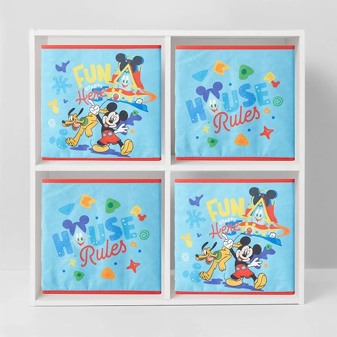 Disney Mickey Mouse Set of Two Spacious Collpasible Storage Cubes, 10"x10"