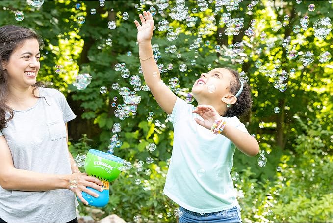 FUBBLES NO Spill Funfiniti Bubble Machine | Blows One Hour of Non Stop Bubbles | Amazon Exclusive Toy Set Includes 36oz of Non Toxic Refill Solution (Bubble Solution Bottle Colors Will Vary)